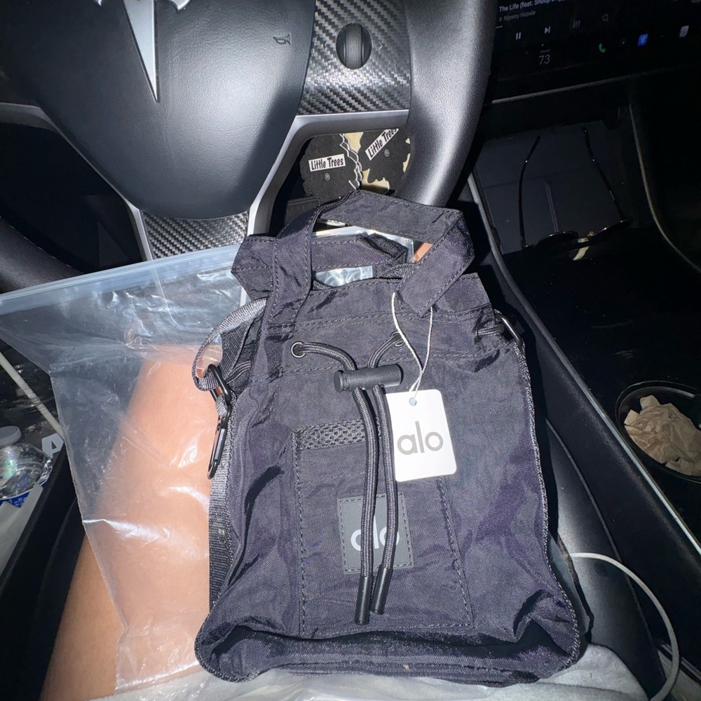 ALO Yoga Black Canvas Drawstring Belt Bag for Men